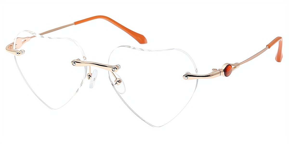 Orange Oval Refined Metal Eyeglasses