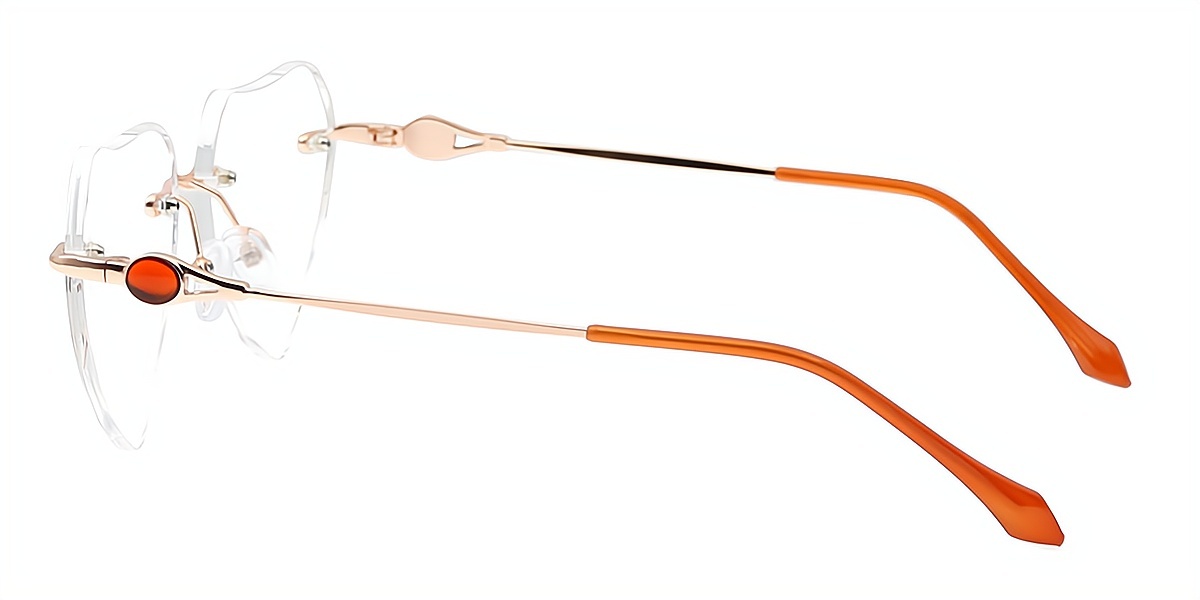 Orange Oval Refined Metal Eyeglasses