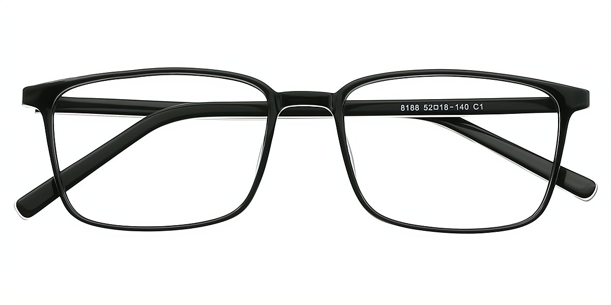 Black Rectangle Classic TR90 Eyeglasses