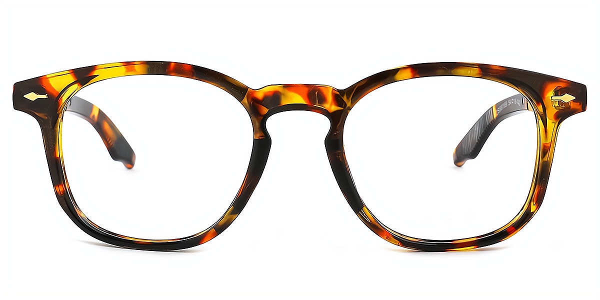 Tortoise Oval Retro Mixed Materials Eyeglasses