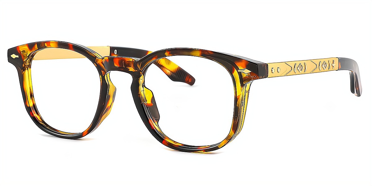 Tortoise Oval Retro Mixed Materials Eyeglasses