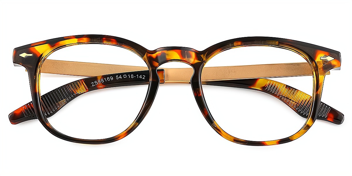 Tortoise Oval Retro Mixed Materials Eyeglasses