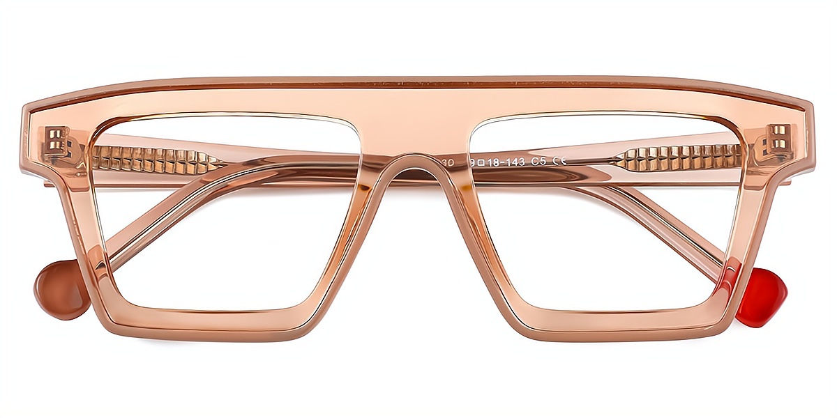 Brown Geometric Oversized TR90 Eyeglasses