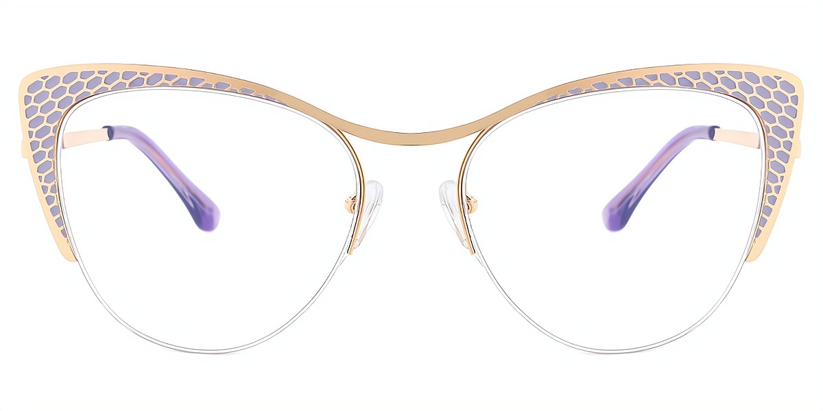 Purple Cat Eye Sophisticated Metal Eyeglasses