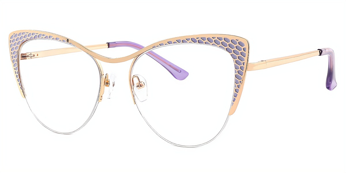 Purple Cat Eye Sophisticated Metal Eyeglasses