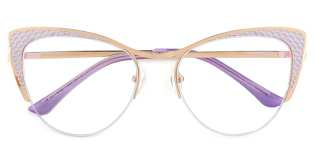 Purple Cat Eye Sophisticated Metal Eyeglasses