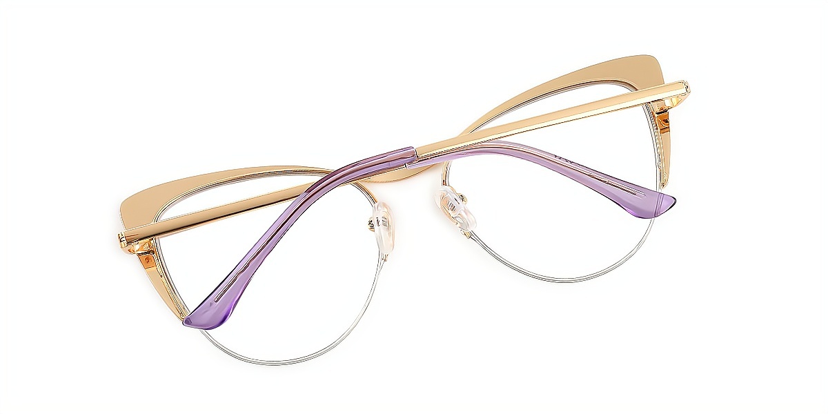 Purple Cat Eye Sophisticated Metal Eyeglasses