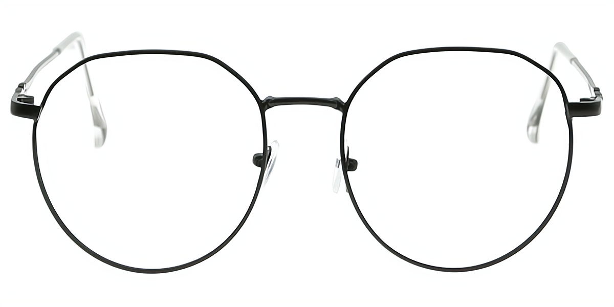 Black Oval Simple Metal Eyeglasses