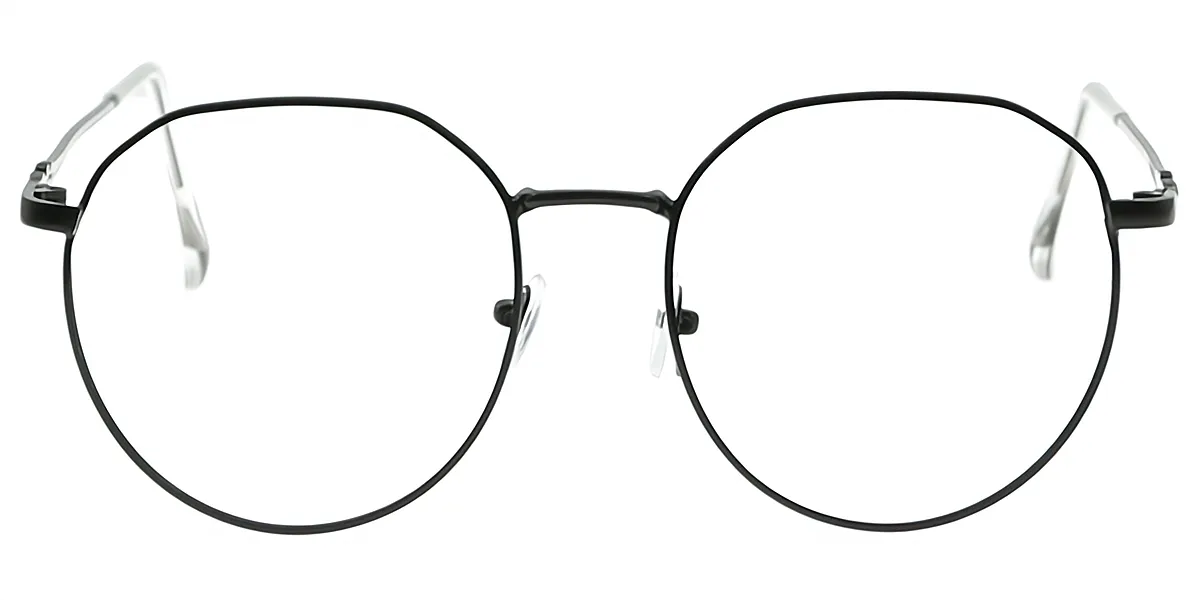 Black Oval Simple Metal Eyeglasses