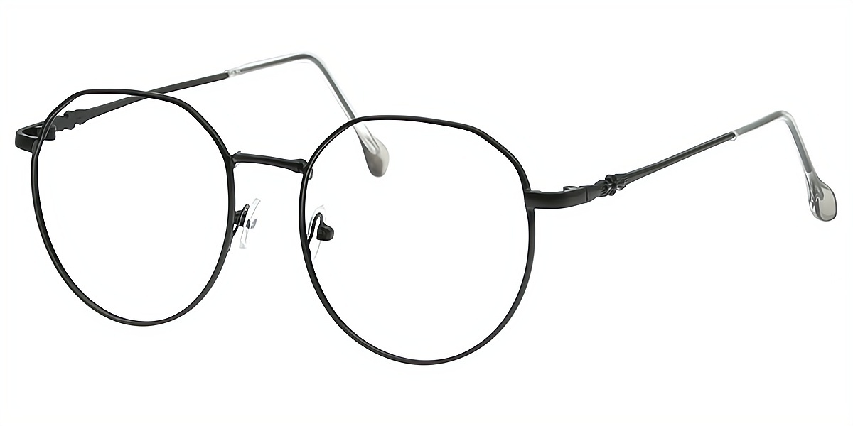 Black Oval Simple Metal Eyeglasses