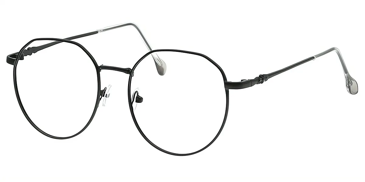 Black Oval Simple Metal Eyeglasses
