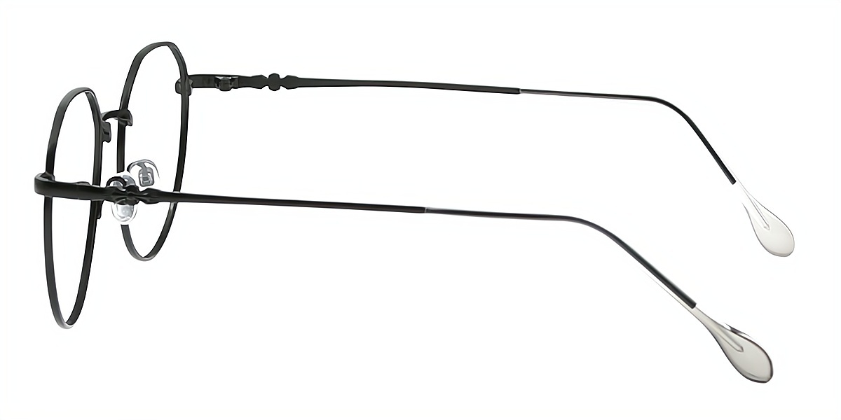 Black Oval Simple Metal Eyeglasses