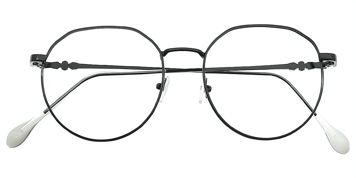 Black Oval Simple Metal Eyeglasses