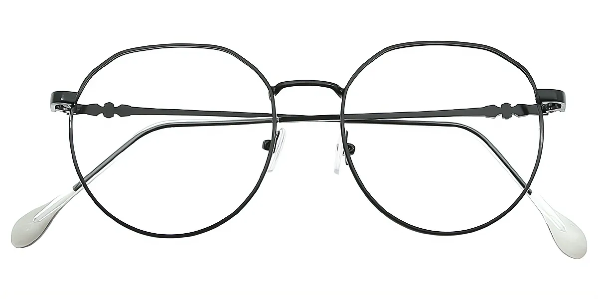 Black Oval Simple Metal Eyeglasses