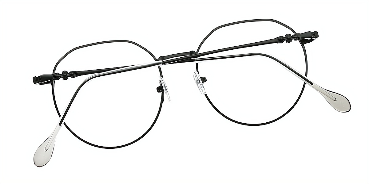 Black Oval Simple Metal Eyeglasses