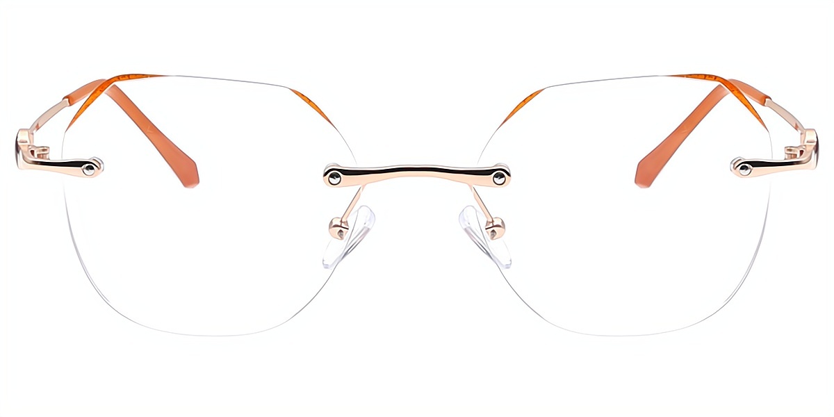 Orange Geometric Elegant Metal Eyeglasses