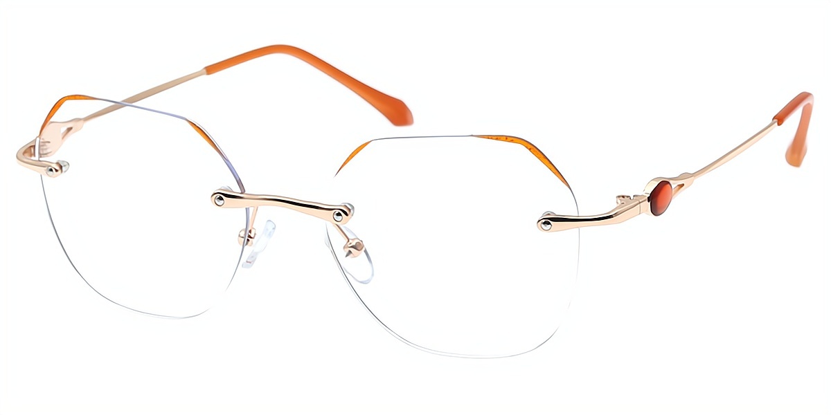 Orange Geometric Elegant Metal Eyeglasses