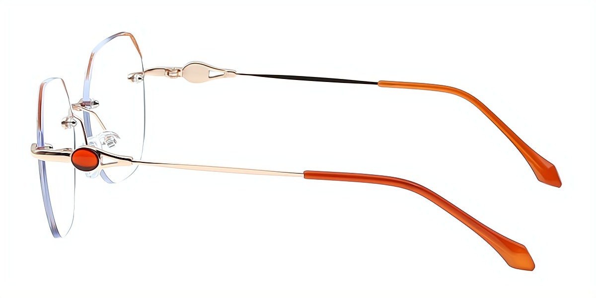 Orange Geometric Elegant Metal Eyeglasses