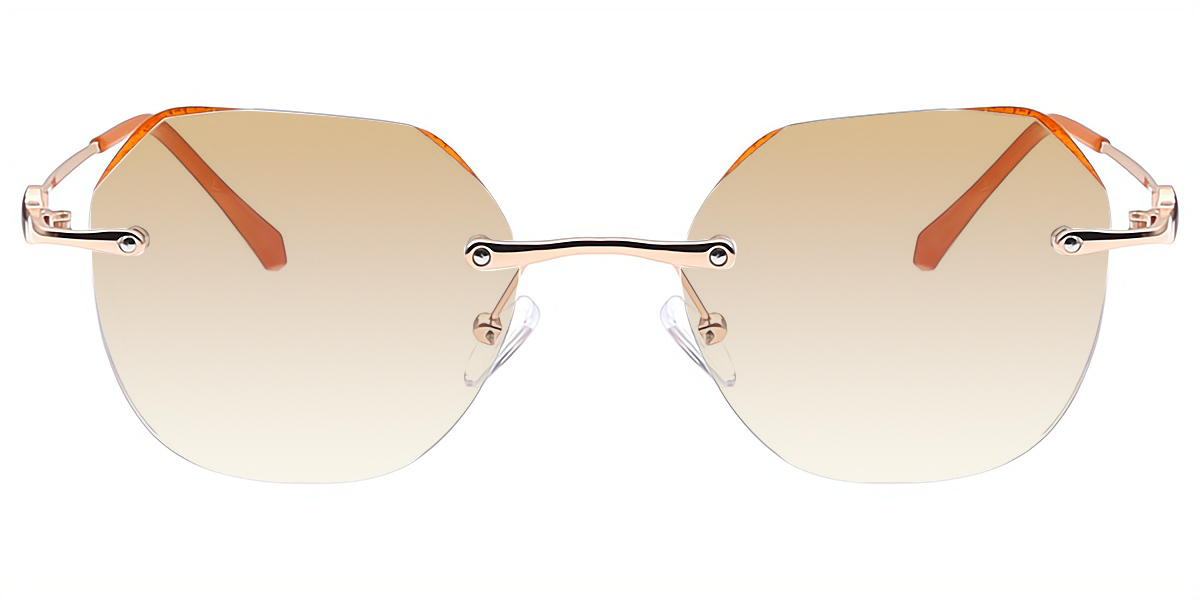 Orange Geometric Elegant Metal Eyeglasses