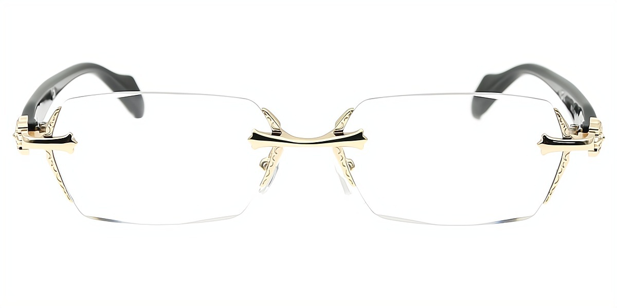 Golden Rectangle Chic Mixed Materials Eyeglasses