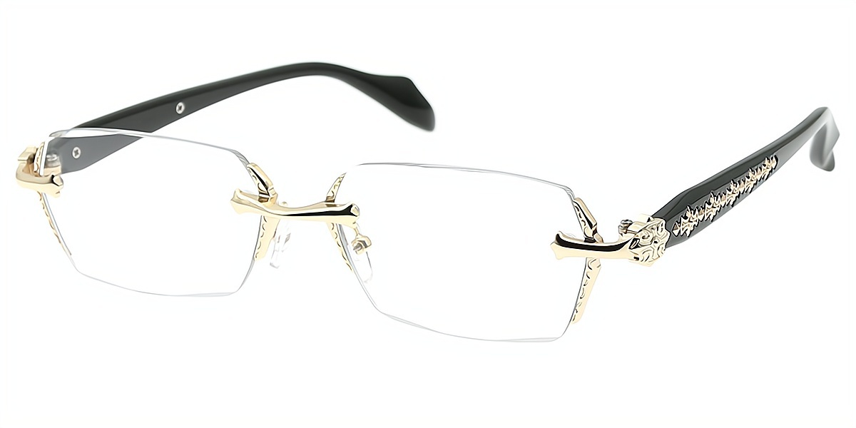 Golden Rectangle Chic Mixed Materials Eyeglasses