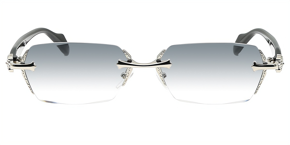 Silver Rectangle Chic Mixed Materials Eyeglasses