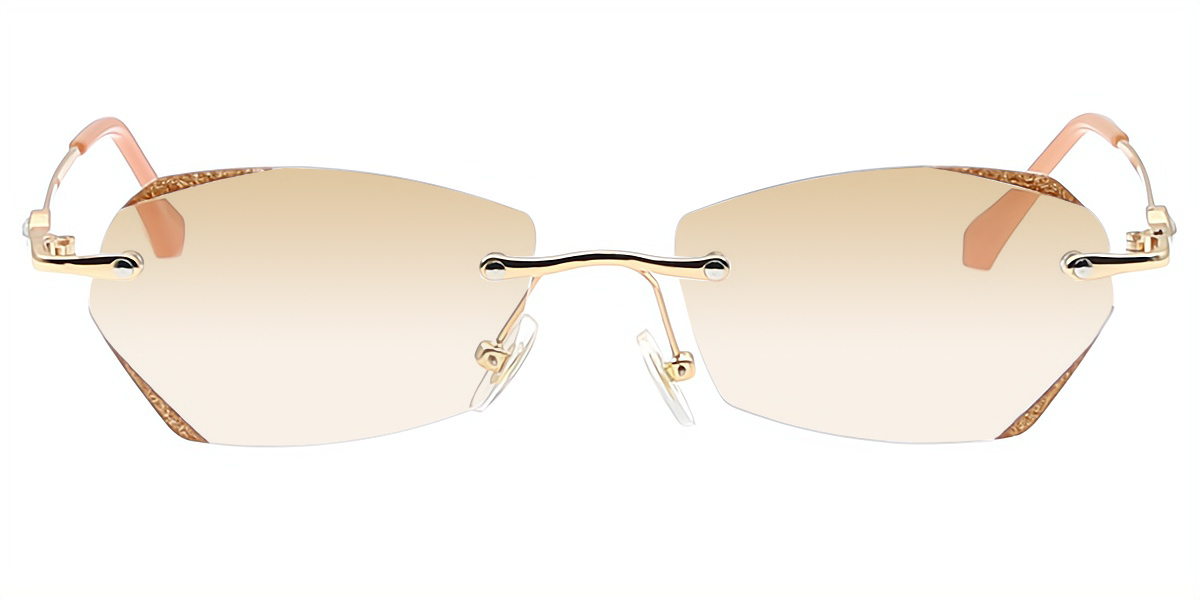 Golden Geometric Refined Metal Eyeglasses