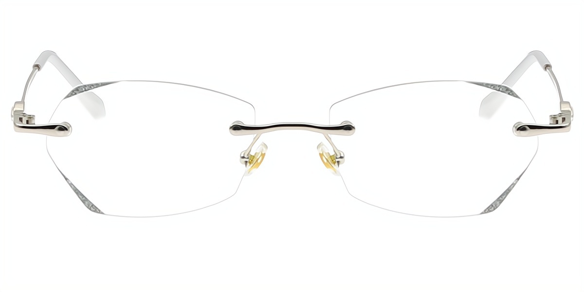 Silver Geometric Refined Metal Eyeglasses