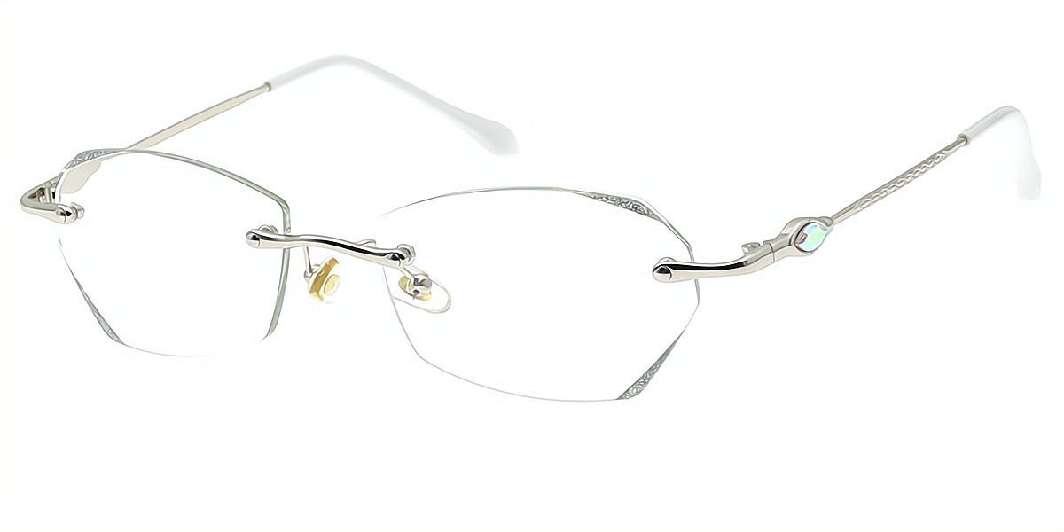 Silver Geometric Refined Metal Eyeglasses