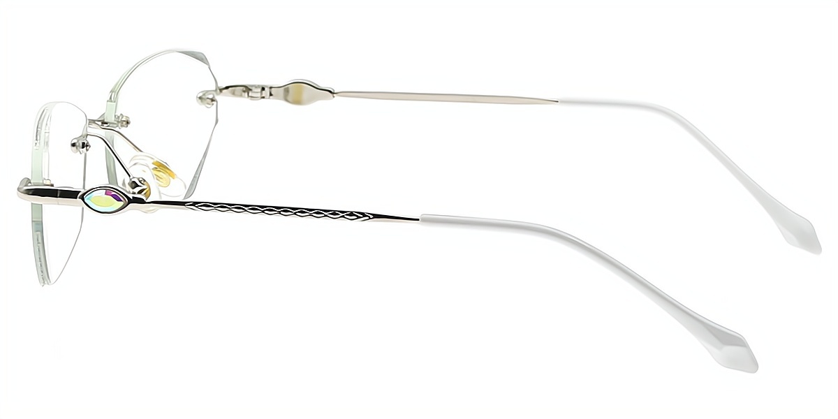 Silver Geometric Refined Metal Eyeglasses