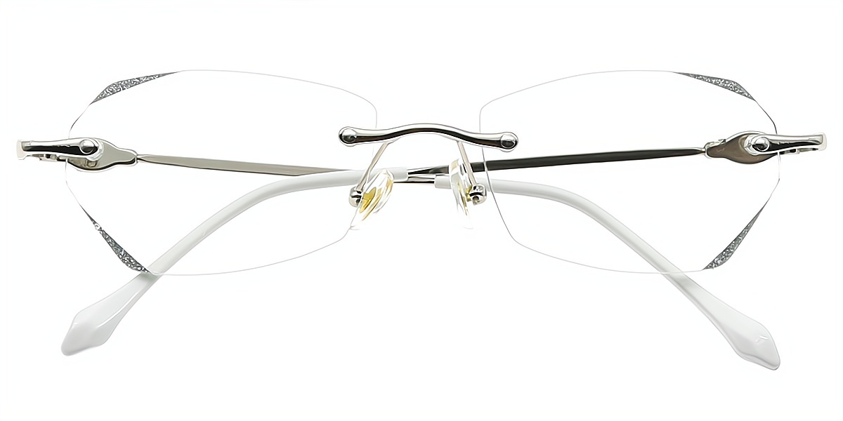 Silver Geometric Refined Metal Eyeglasses