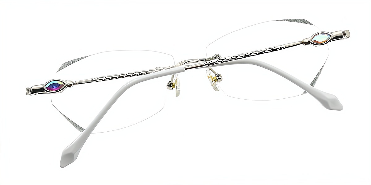 Silver Geometric Refined Metal Eyeglasses