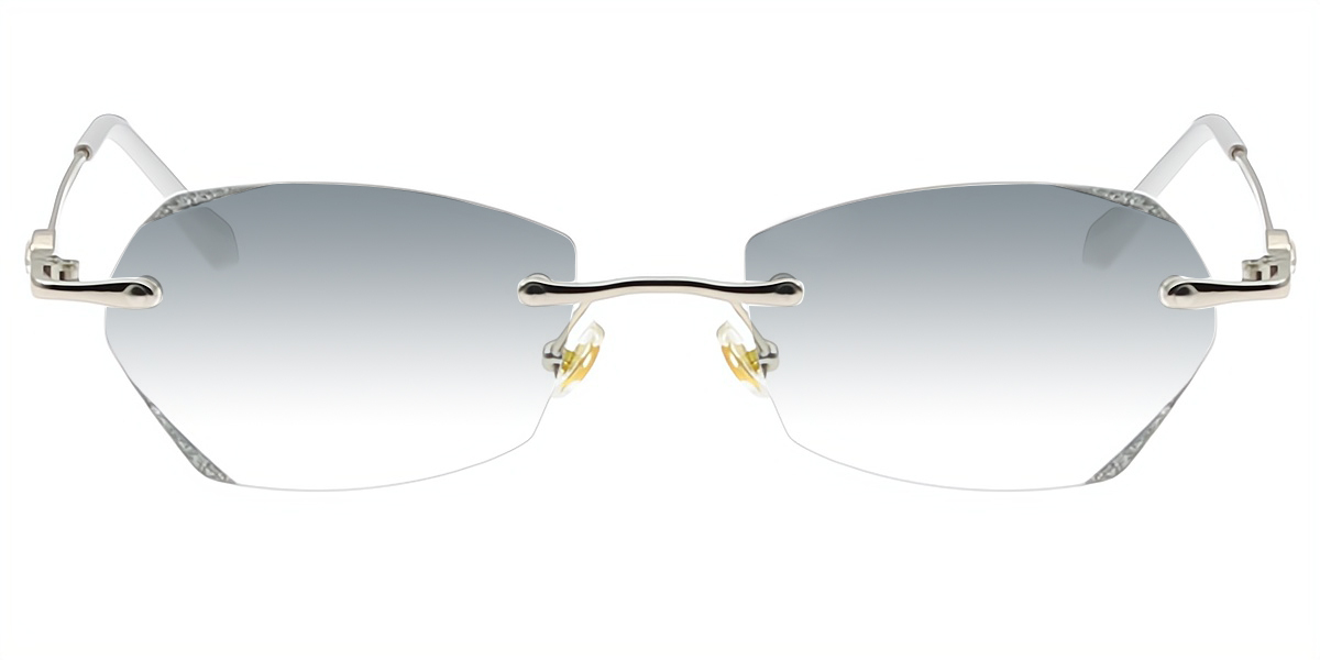 Silver Geometric Refined Metal Eyeglasses