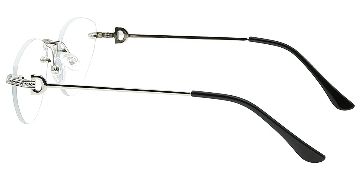 Silver Cat Eye Simple Metal Eyeglasses