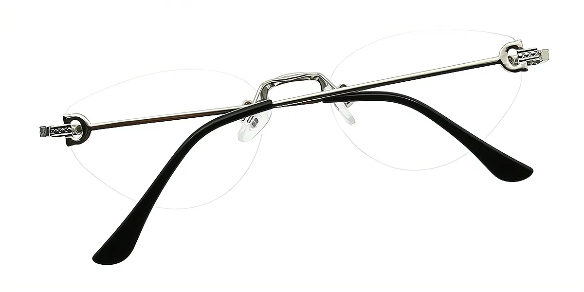 Silver Cat Eye Simple Metal Eyeglasses