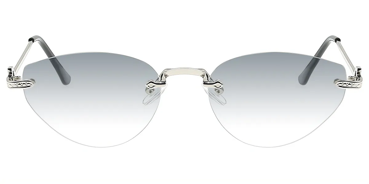 Silver Cat Eye Simple Metal Eyeglasses