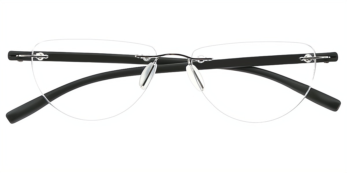 Black Cat Eye Simple Mixed Materials Eyeglasses