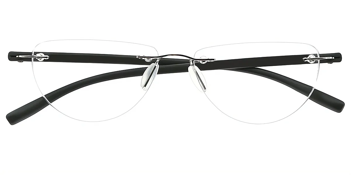 Black Cat Eye Simple Mixed Materials Eyeglasses