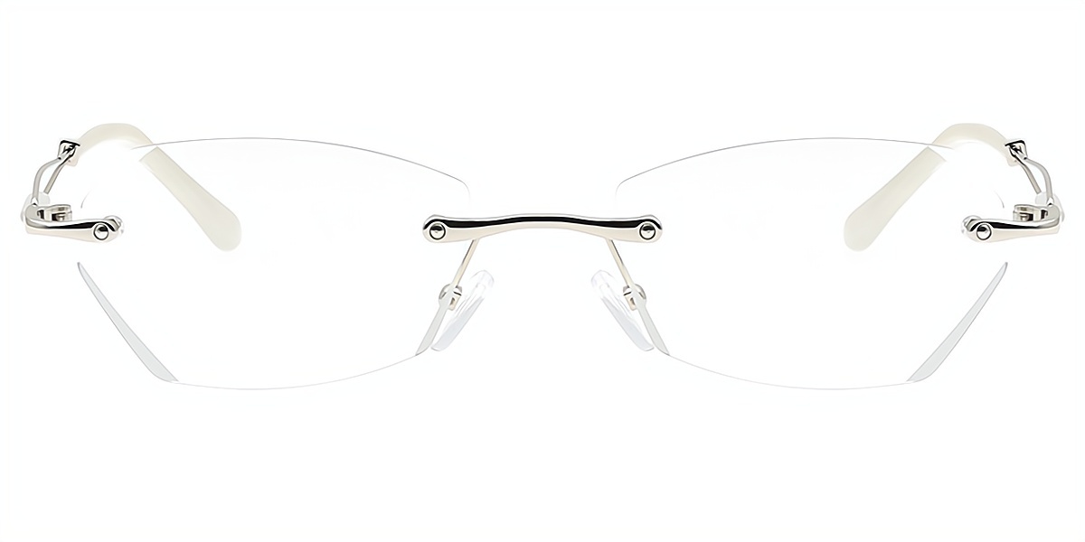 Silver Geometric Refined Metal Eyeglasses