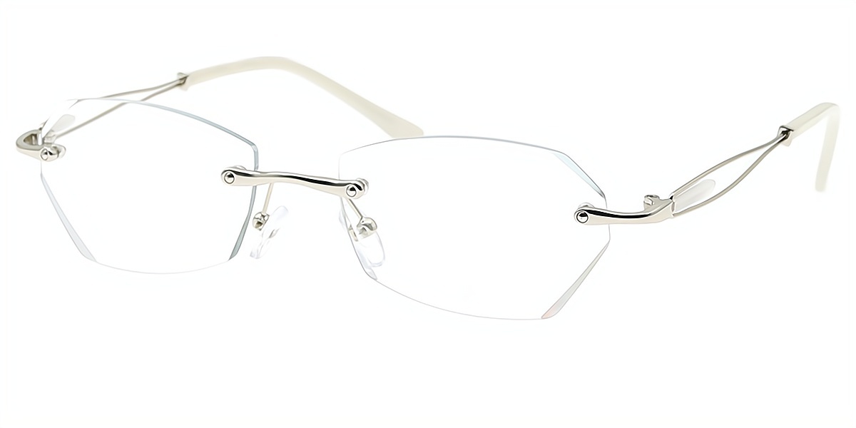 Silver Geometric Refined Metal Eyeglasses