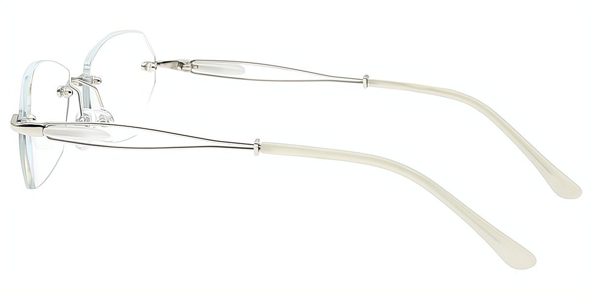 Silver Geometric Refined Metal Eyeglasses