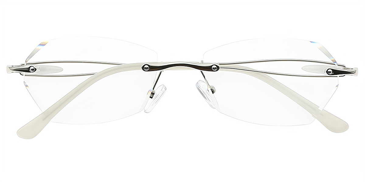 Silver Geometric Refined Metal Eyeglasses