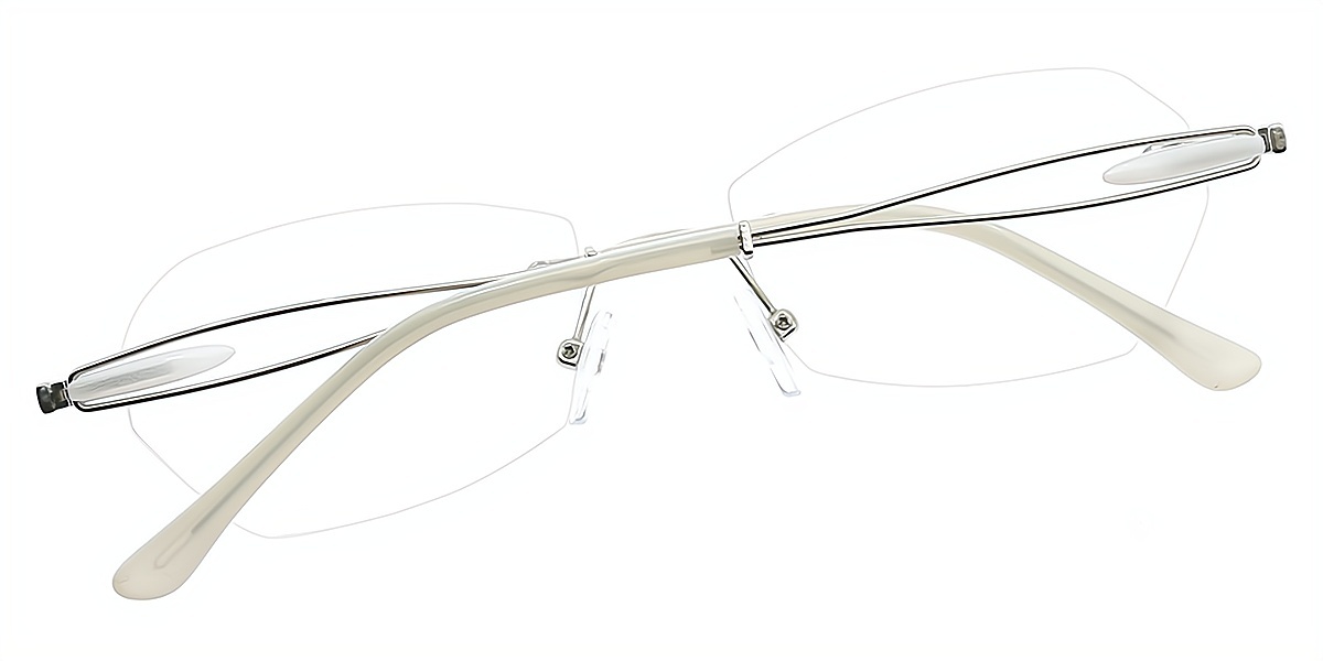 Silver Geometric Refined Metal Eyeglasses