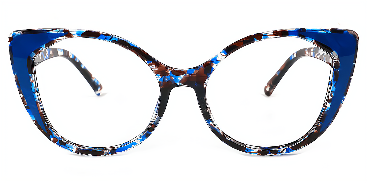 Blue Cat Eye Wide Modish Plastic Eyeglasses