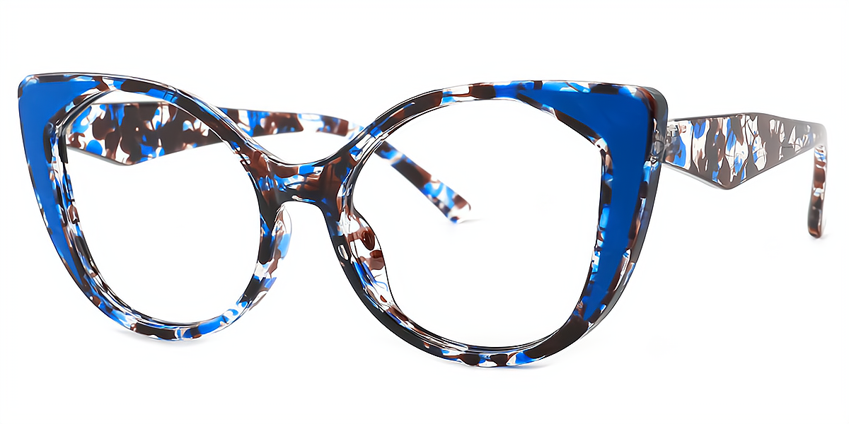 Blue Cat Eye Wide Modish Plastic Eyeglasses