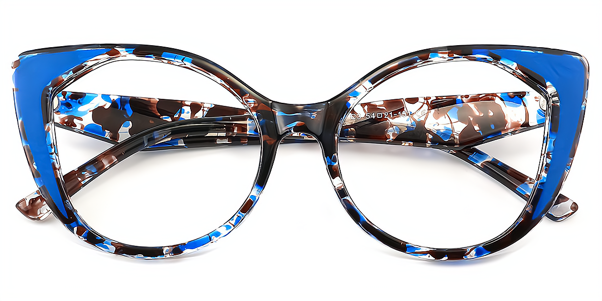 Blue Cat Eye Wide Modish Plastic Eyeglasses