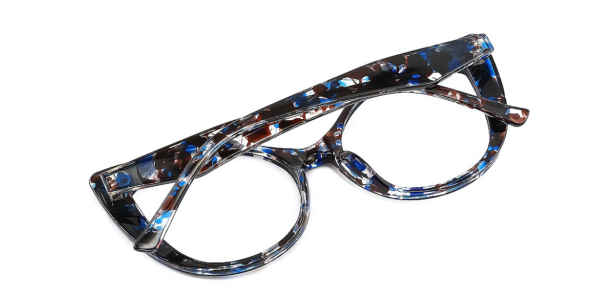 Blue Cat Eye Wide Modish Plastic Eyeglasses