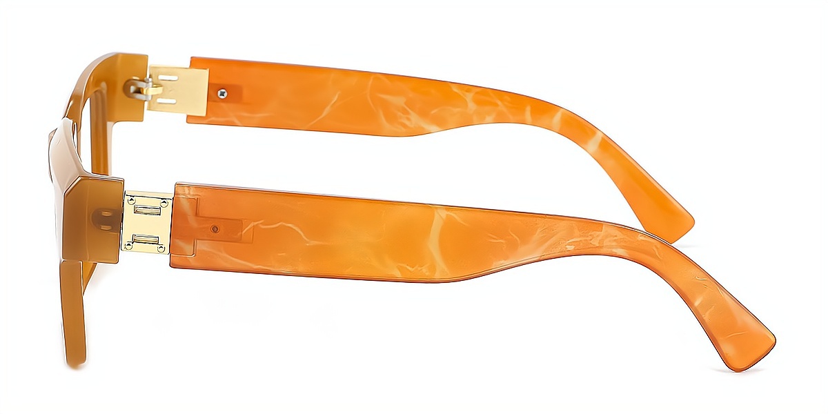 Brown Rectangle Retro Plastic Eyeglasses