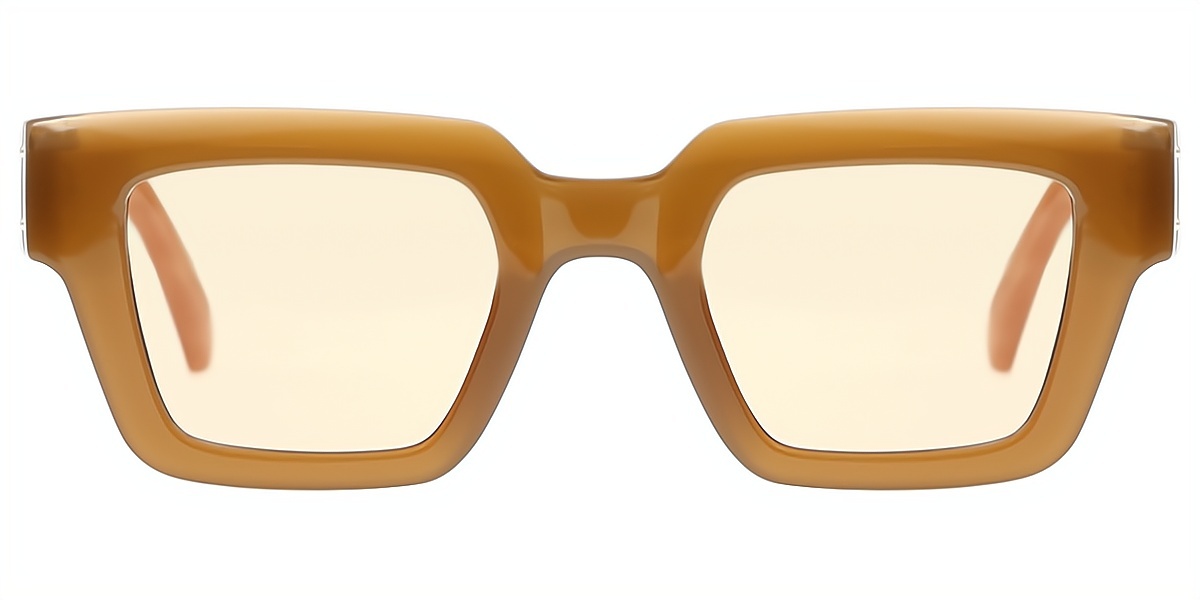 Brown Rectangle Retro Plastic Eyeglasses