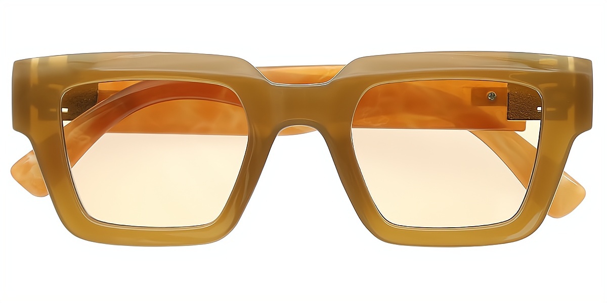 Brown Rectangle Retro Plastic Eyeglasses